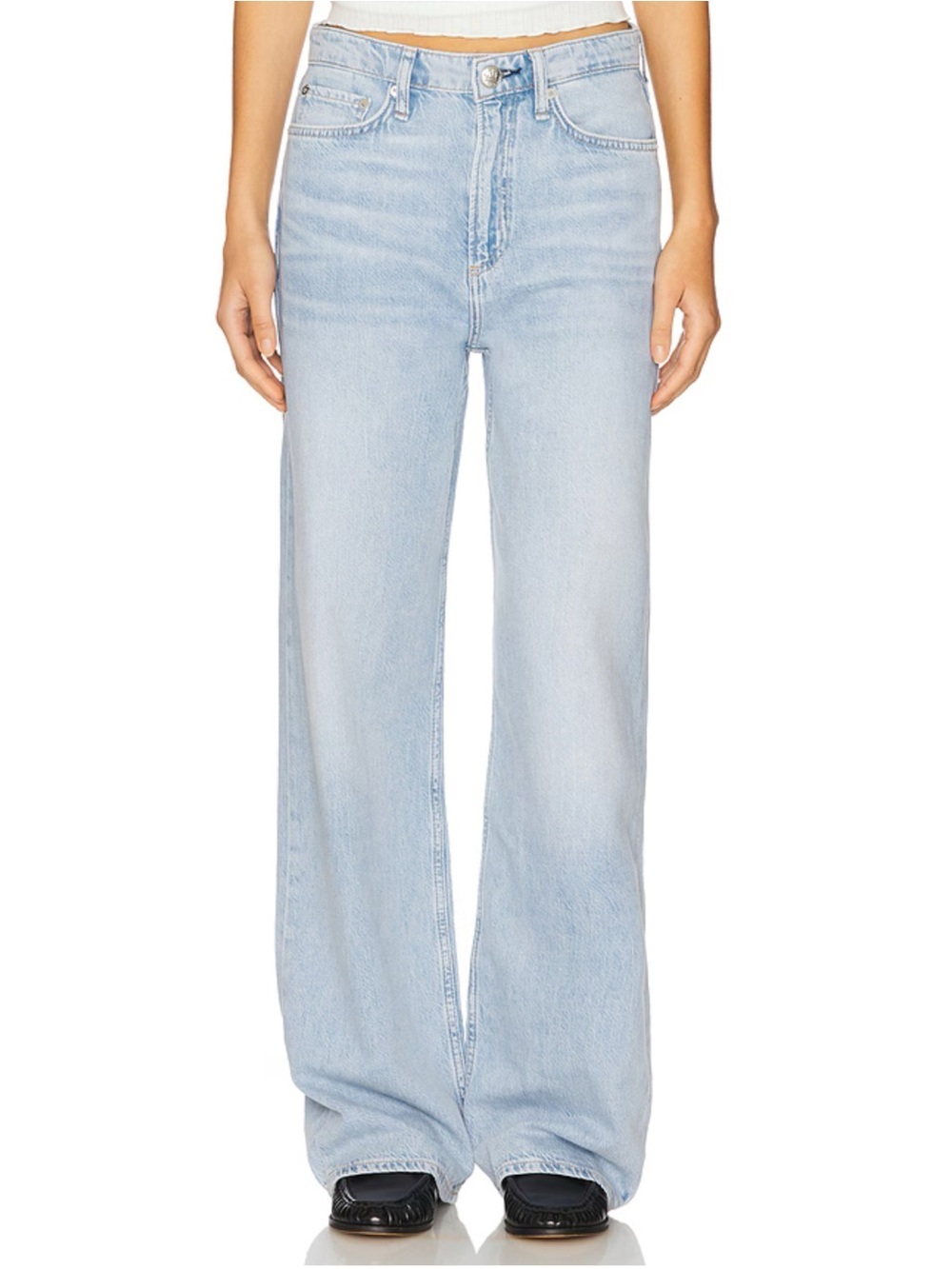 Rag & Bone Featherweight Logan Wide-Leg Jeans Greenport Light Wash Blue 26